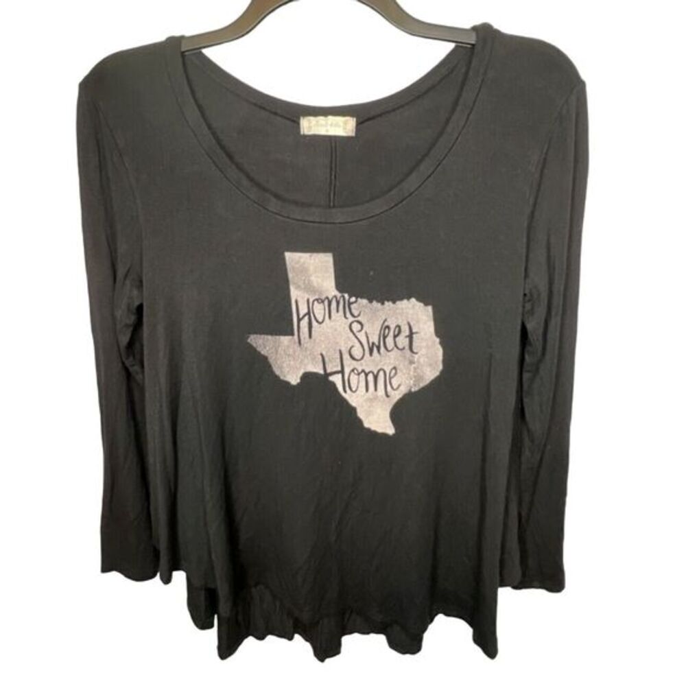 Altar'd State Women's Oversize Pullover Top Black "Home Sweet Home" Tx Tunic-Med